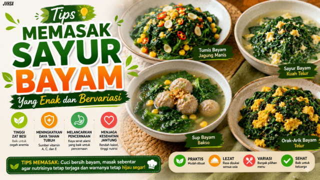 Tips Memasak Sayur Bayam Yang Enak dan Bervariasi